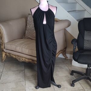 SHEIN Black Backless Halter Dress